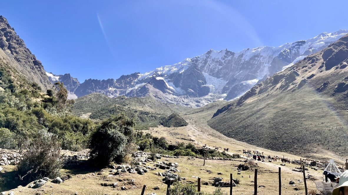 The valley and snowy peaks seen from near the horse pastures